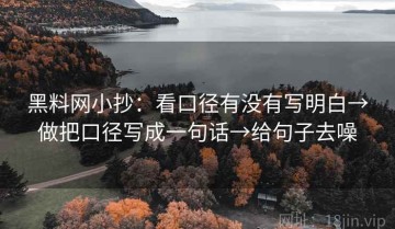 黑料网小抄：看口径有没有写明白→做把口径写成一句话→给句子去噪