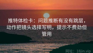 推特体检卡：问题推断有没有跳层，动作把镜头选择写明，提示不费劲但管用
