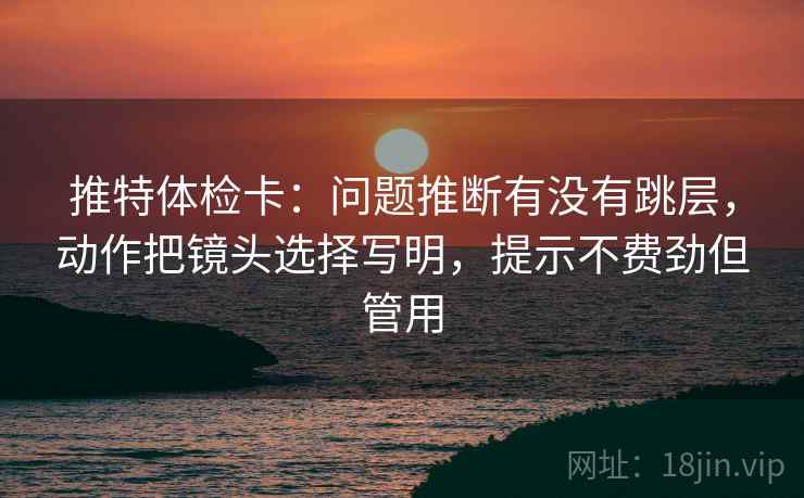 推特体检卡：问题推断有没有跳层，动作把镜头选择写明，提示不费劲但管用