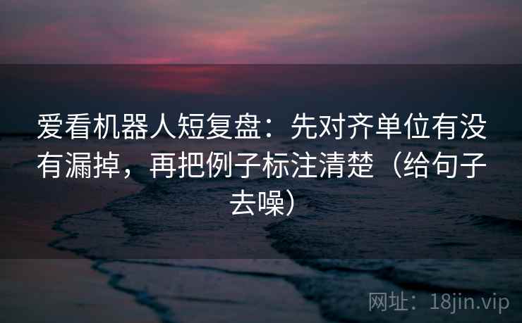 爱看机器人短复盘：先对齐单位有没有漏掉，再把例子标注清楚（给句子去噪）