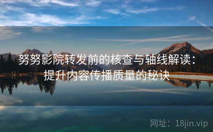 努努影院转发前的核查与轴线解读：提升内容传播质量的秘诀