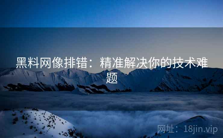 黑料网像排错：精准解决你的技术难题