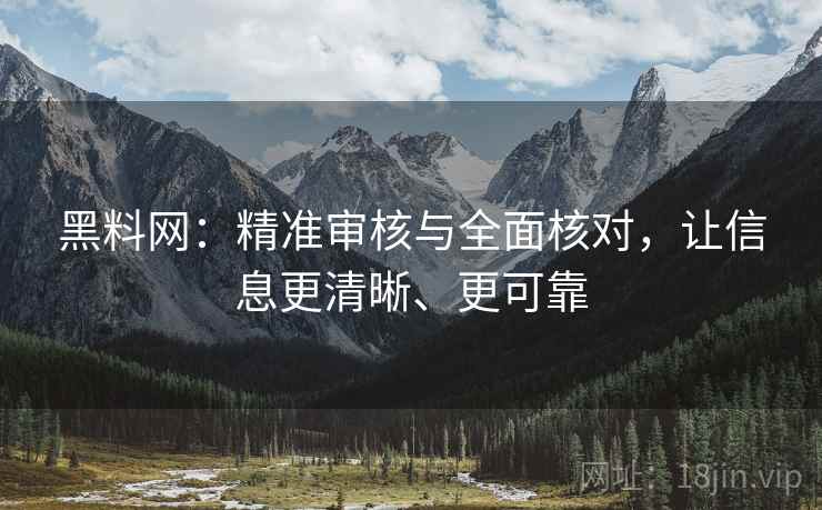 黑料网：精准审核与全面核对，让信息更清晰、更可靠