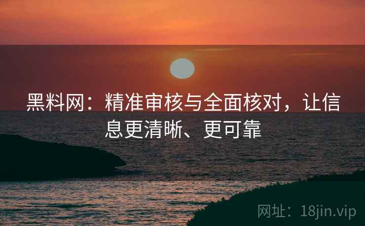 黑料网：精准审核与全面核对，让信息更清晰、更可靠
