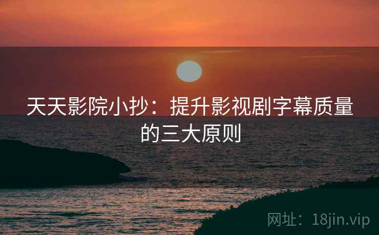 天天影院小抄：提升影视剧字幕质量的三大原则